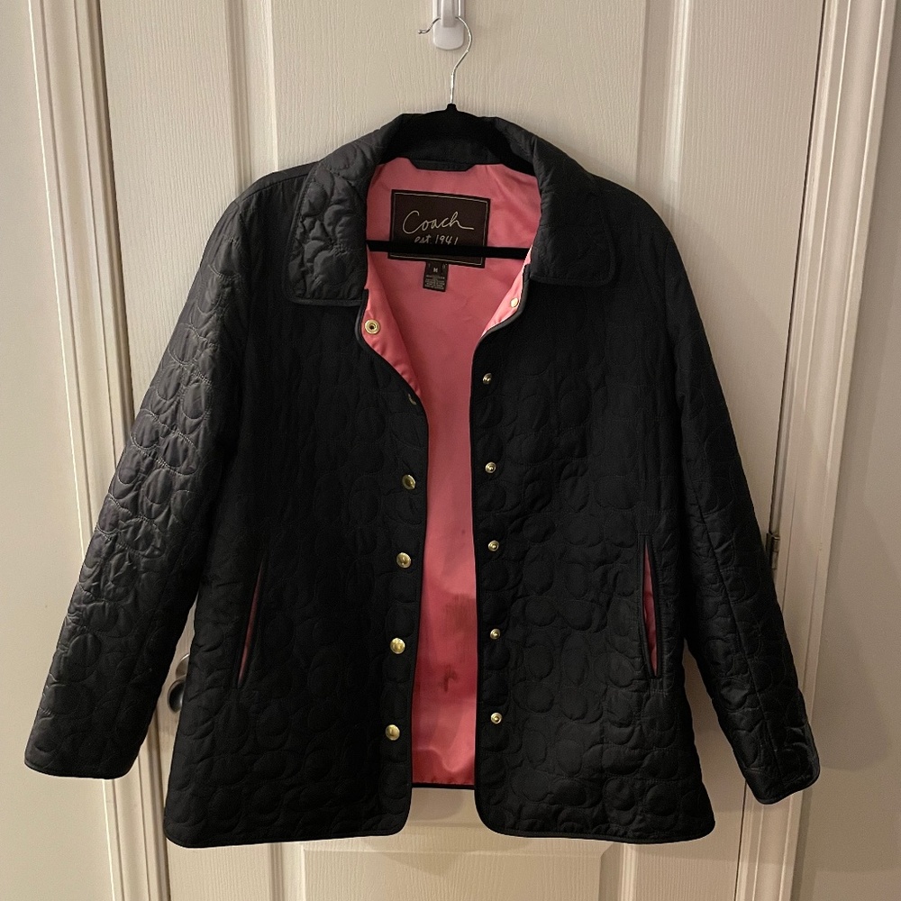 Coach black quilted coat